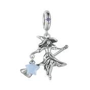 Luminous Elf Witch Riding in Witch Broom Charm-Black Diamonds New York