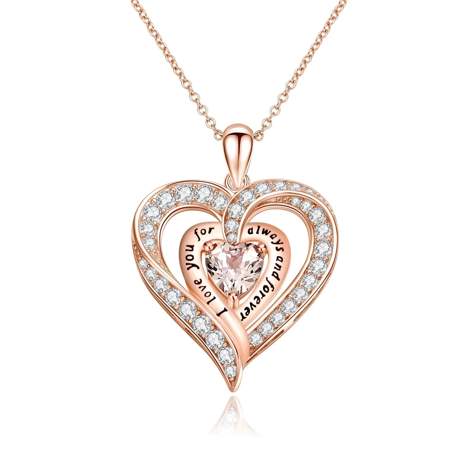 Birthstone Heart Pendant Necklace-Black Diamonds New York