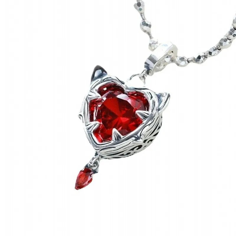 Sweet and Versatile Heart-shaped Cat Pendant-Black Diamonds New York