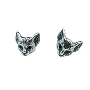 Blue-Eyed Kitten Head Earrings-Black Diamonds New York