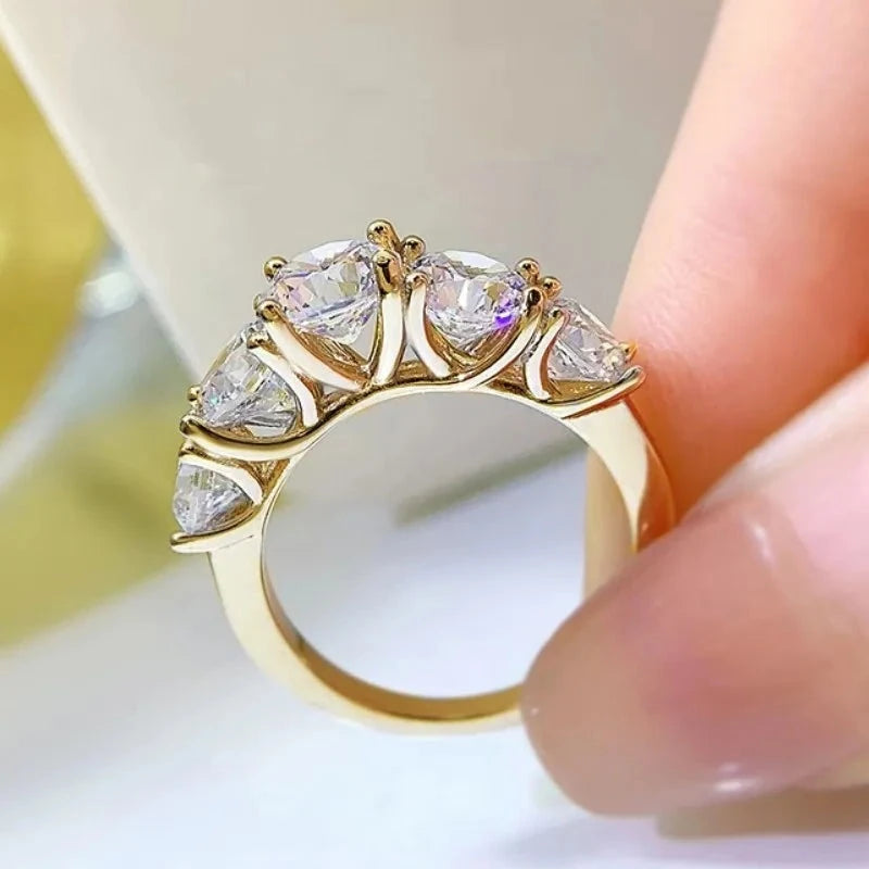 3.6ctw Round Cut Moissanite Five Stone Engagement Ring from Black Diamonds  New York