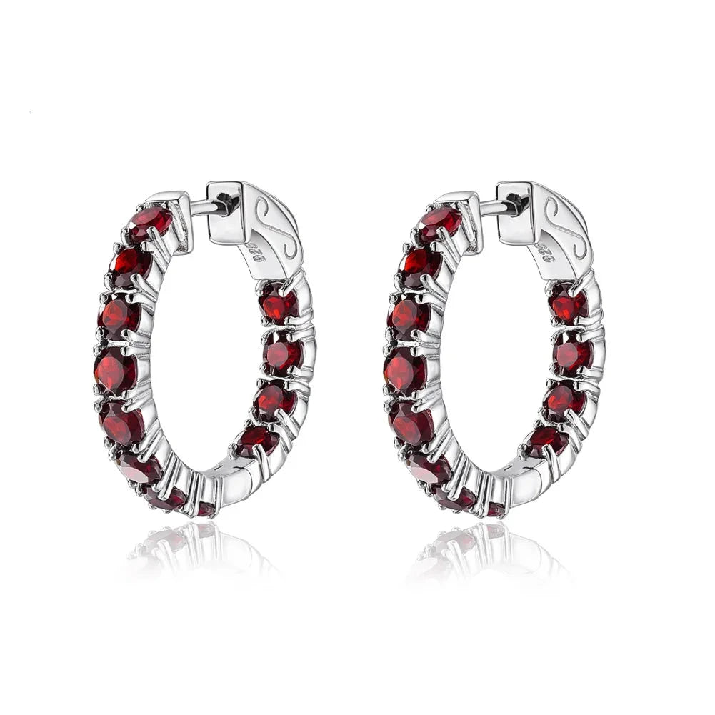 Classic Natural Gemstone Hoop Earrings-Black Diamonds New York