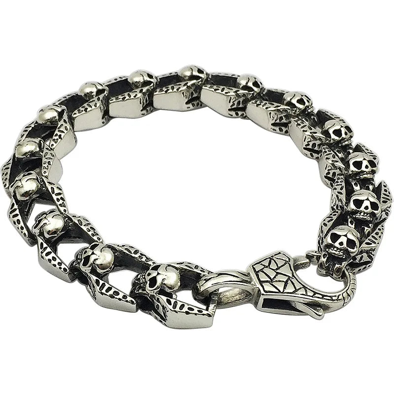 Vintage Dominant Punk Skull Bracelet-Black Diamonds New York