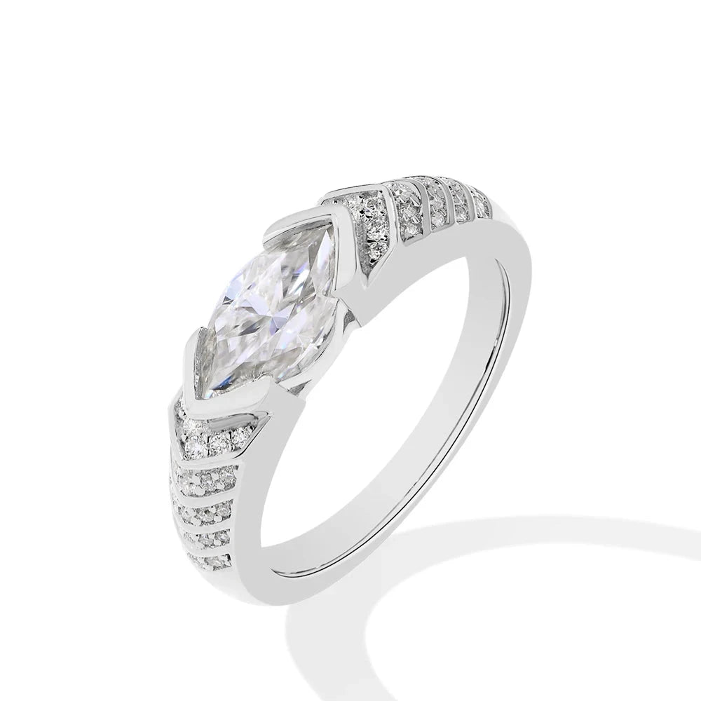 Elegant Marquise-cut Diamond Engagement Ring-Black Diamonds New York