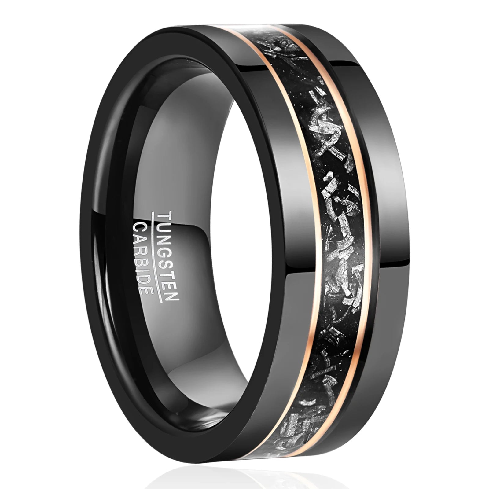 Black Meteorite Tungsten Carbide Men's Ring-Black Diamonds New York