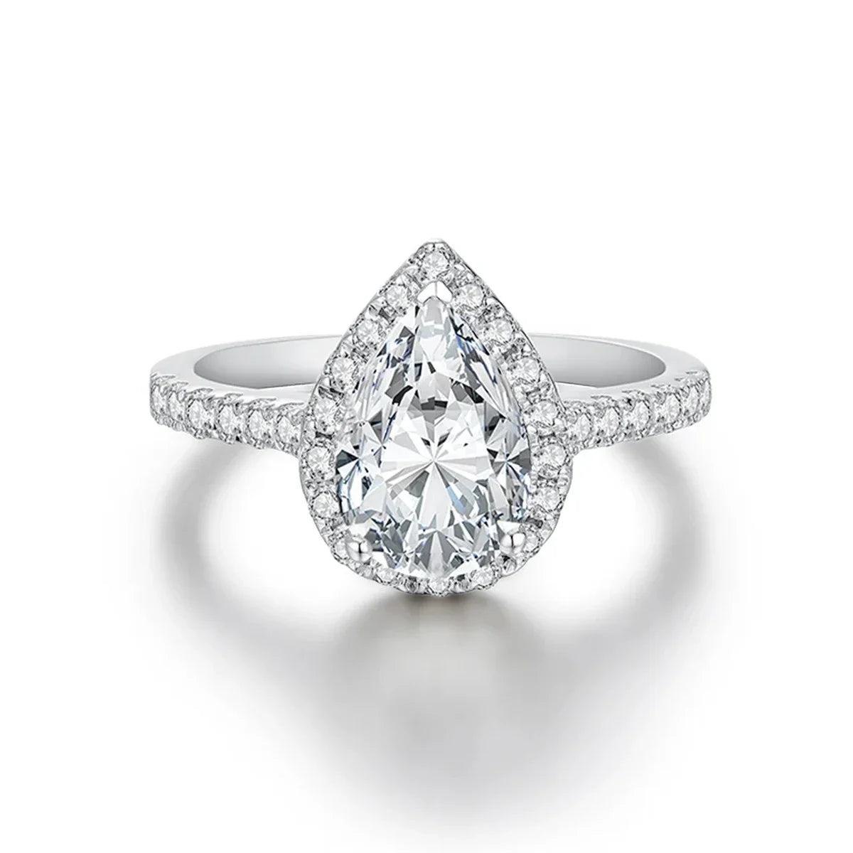 2.0 Ct Pear Cut Diamond Halo Engagement Ring-Black Diamonds New York