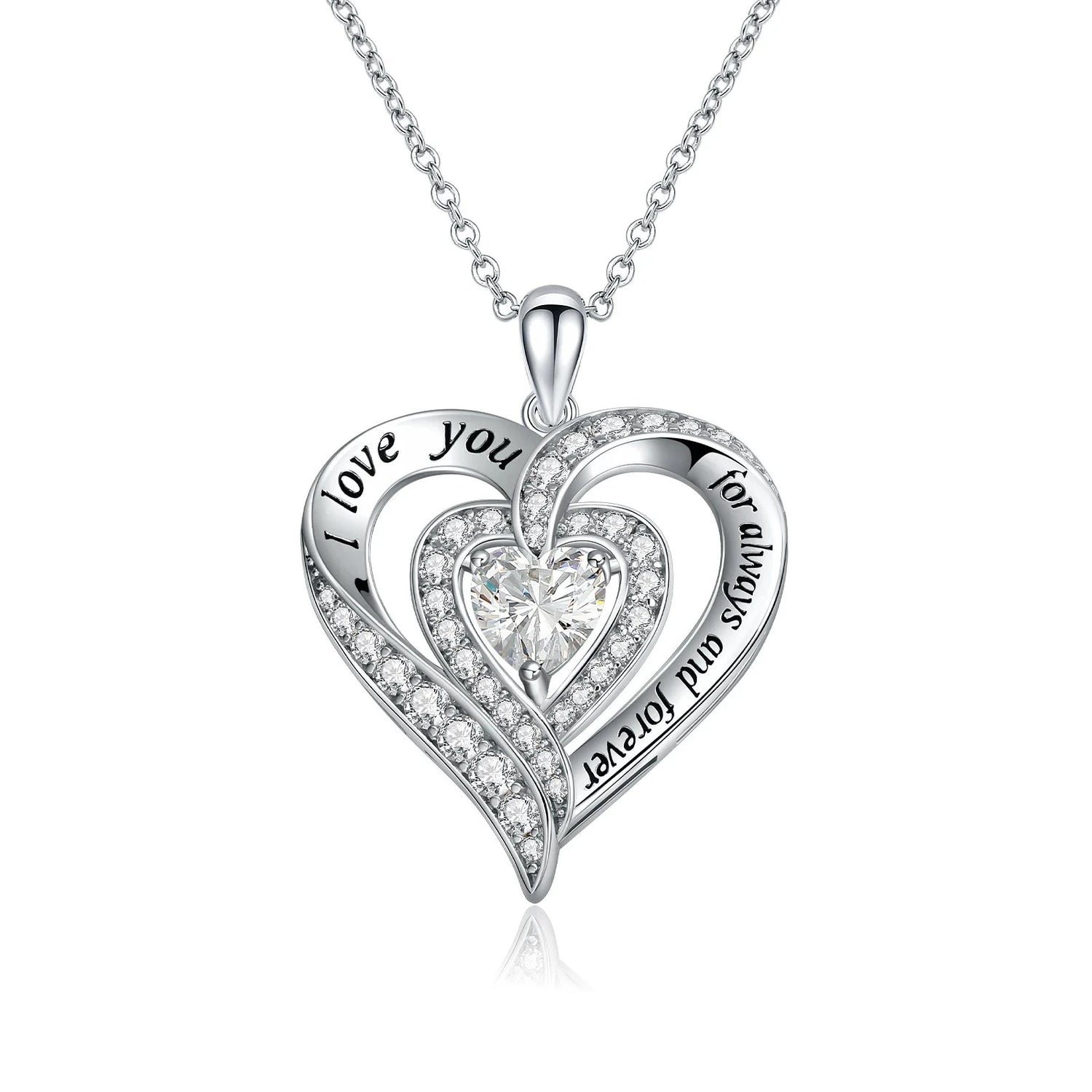 Created Gemstone I Love You Engraved Heart-shaped Necklace-Black Diamonds New York