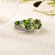 Elegant Natural Peridot Diopside Gemstone Ring-Black Diamonds New York