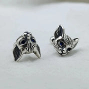 Blue-Eyed Kitten Head Earrings-Black Diamonds New York