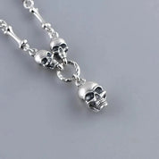 Retro Punk Skull Stick Bone Necklace-Black Diamonds New York