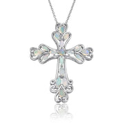 Oval cut Created Opal & Multi Gemstones Cross Pendant Necklace-Black Diamonds New York