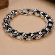 Vintage Dominant Punk Skull Bracelet-Black Diamonds New York