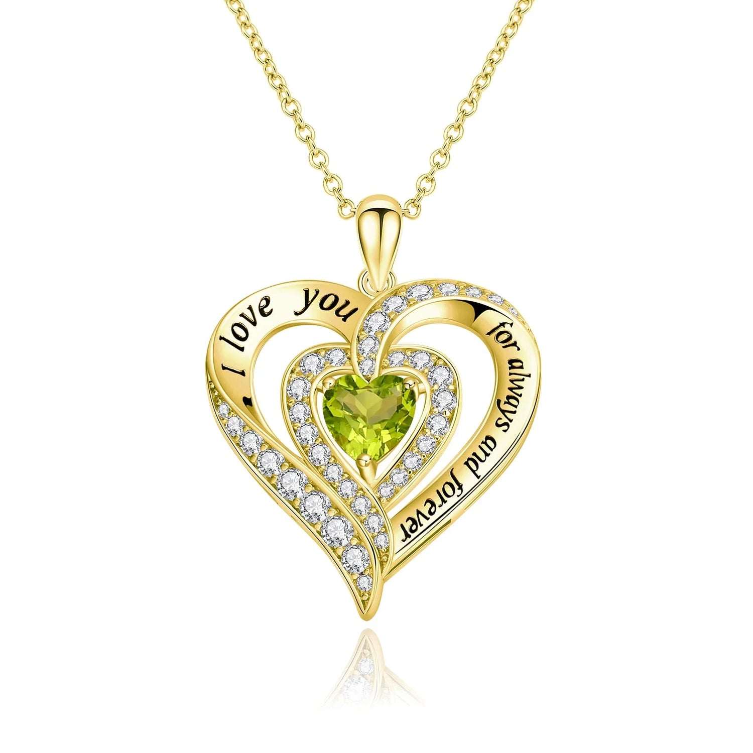 Created Gemstone I Love You Engraved Heart-shaped Necklace-Black Diamonds New York