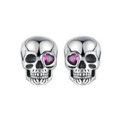 Cool Skull Pink Heart-shaped Created Diamond Stud Earrings-Black Diamonds New York