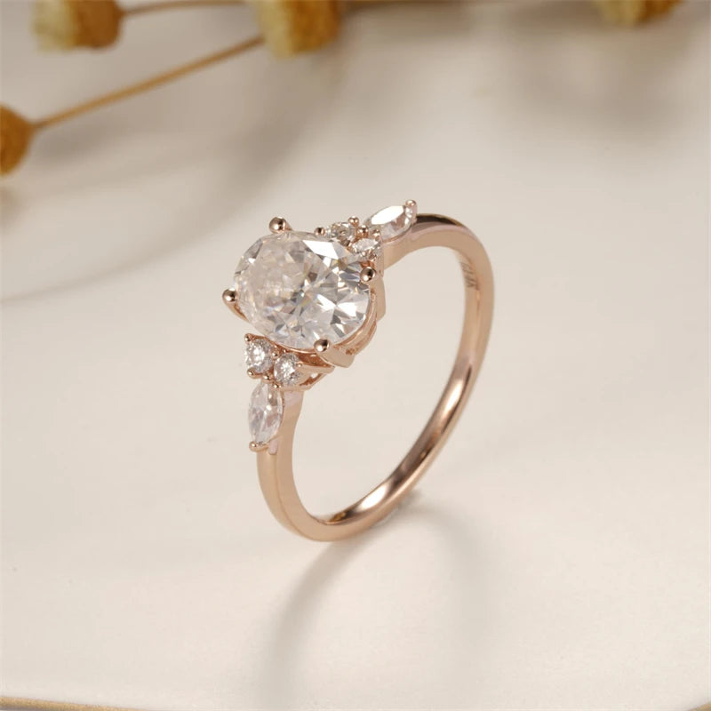 Solid 18K Rose Gold 1.5 Ct Oval Diamond Engagement Ring-Black Diamonds New York