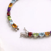 Oval-cut Rainbow Multi-gemstone Bracelet-Black Diamonds New York