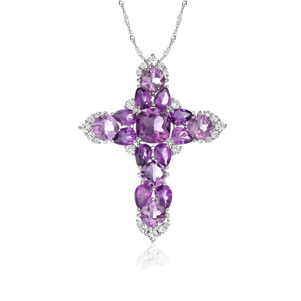 Marquise-cut Natural Blue Topaz and Amethyst Icy Necklace-Black Diamonds New York