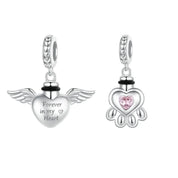 Heart and Paw Pet Memorial Charm-Black Diamonds New York