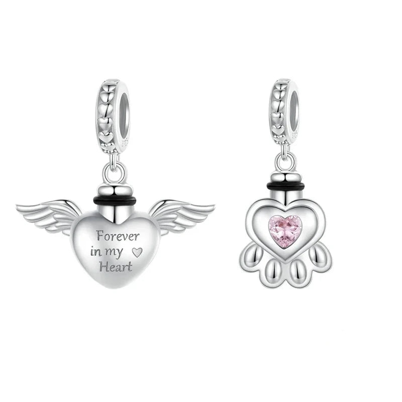 Heart and Paw Pet Memorial Charm-Black Diamonds New York