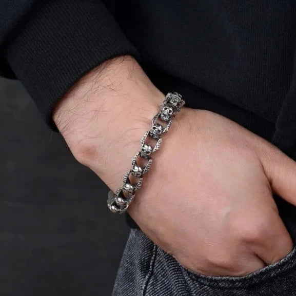 Vintage Dominant Punk Skull Bracelet-Black Diamonds New York