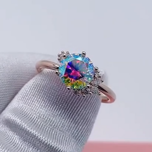 2ct Round Cut rainbow Diamond Engagement Ring