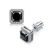 1.0 Ct Asscher Cut Diamond Stud Earrings-Black Diamonds New York