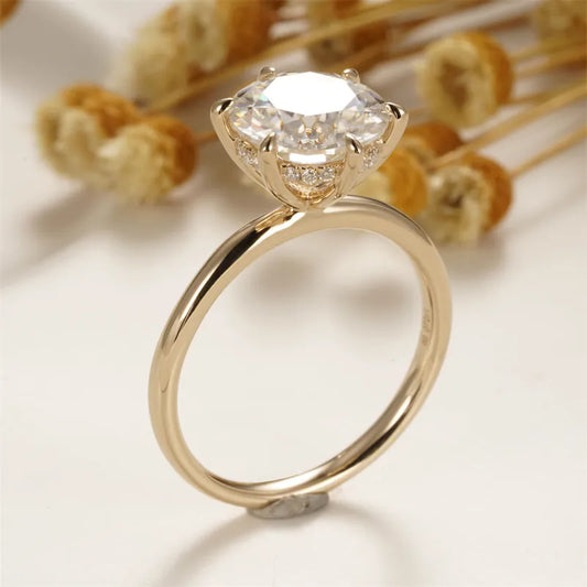 18K Yellow Gold 3.0 Ct Round Diamond Hidden Halo Engagement Ring-Black Diamonds New York