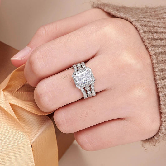 Radiant Cut Diamond Wedding Ring Set-Black Diamonds New York