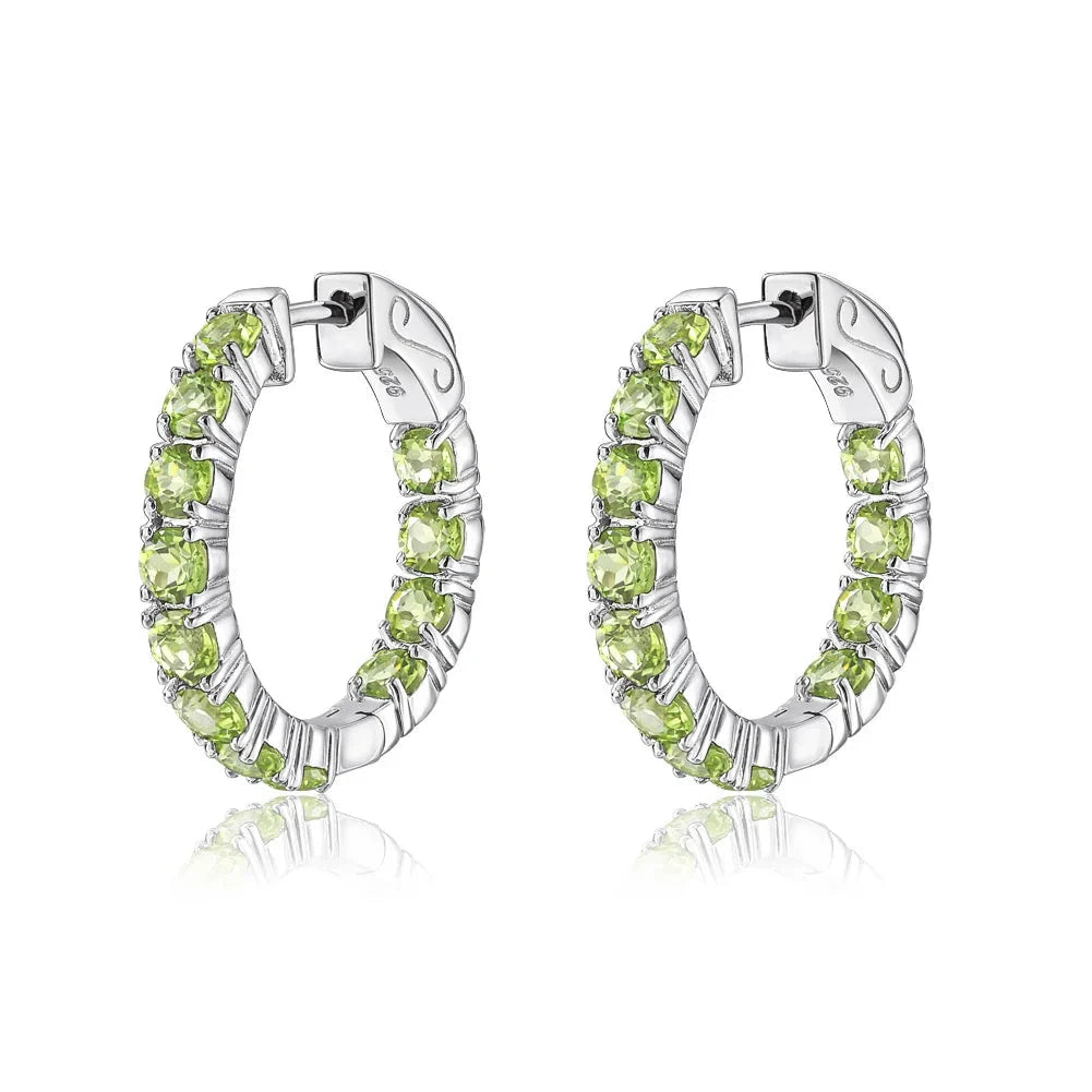 Classic Natural Gemstone Hoop Earrings-Black Diamonds New York