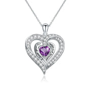 Birthstone Heart Pendant Necklace-Black Diamonds New York