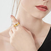 Vintage Style Oval Cut Create Citrine Gemstone Halo Ring-Black Diamonds New York