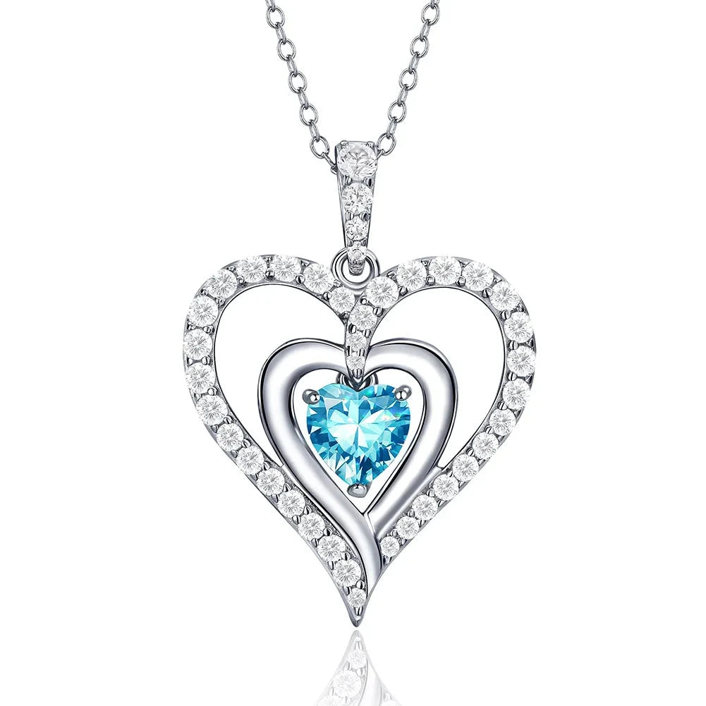 12 Birthstone Gemstone Heart-shaped Necklace-Black Diamonds New York