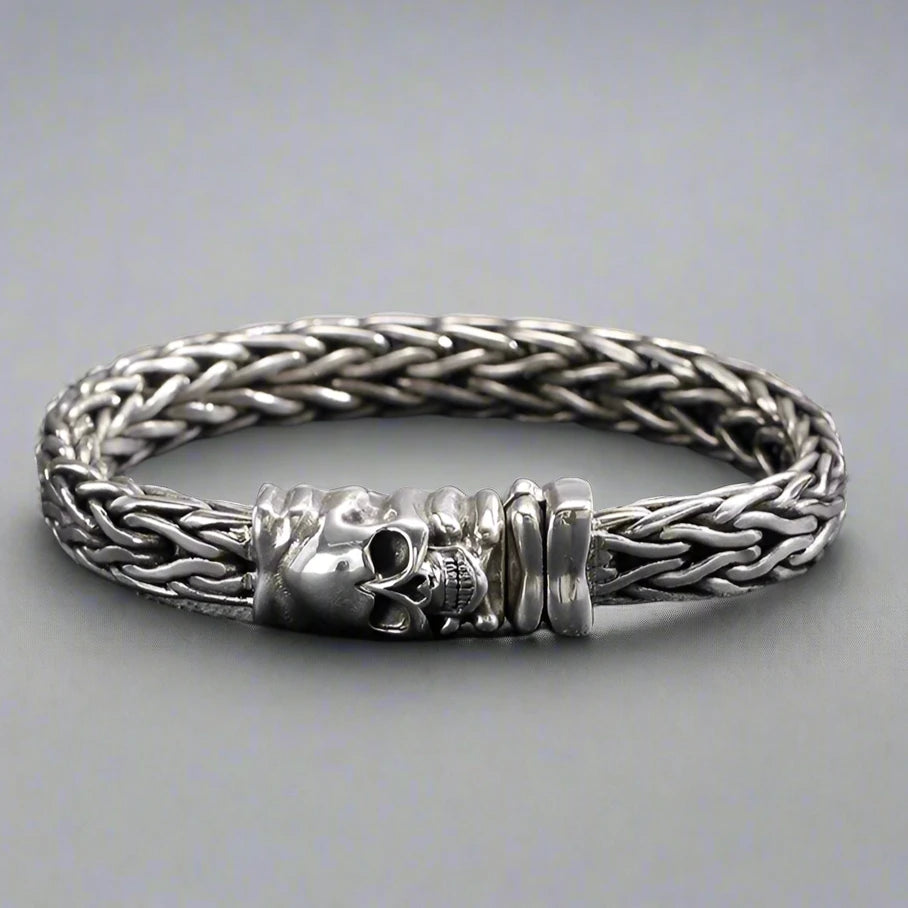 Skull Braided Punk Bracelet-Black Diamonds New York