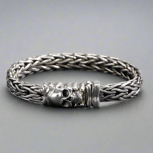 Skull Braided Punk Bracelet-Black Diamonds New York