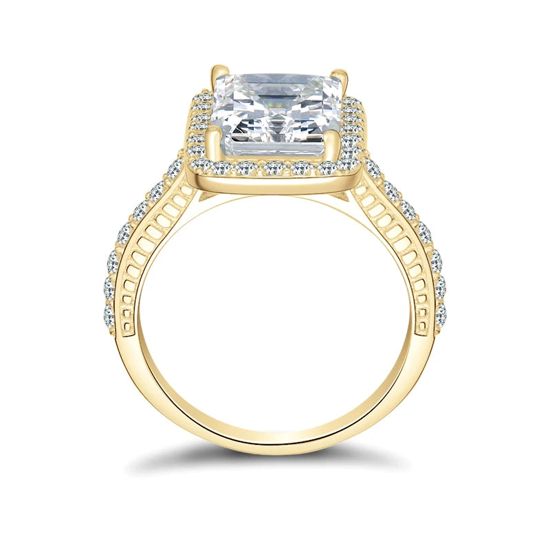 10K Solid Gold Radiant Cut Diamond Halo Engagement Ring-Black Diamonds New York