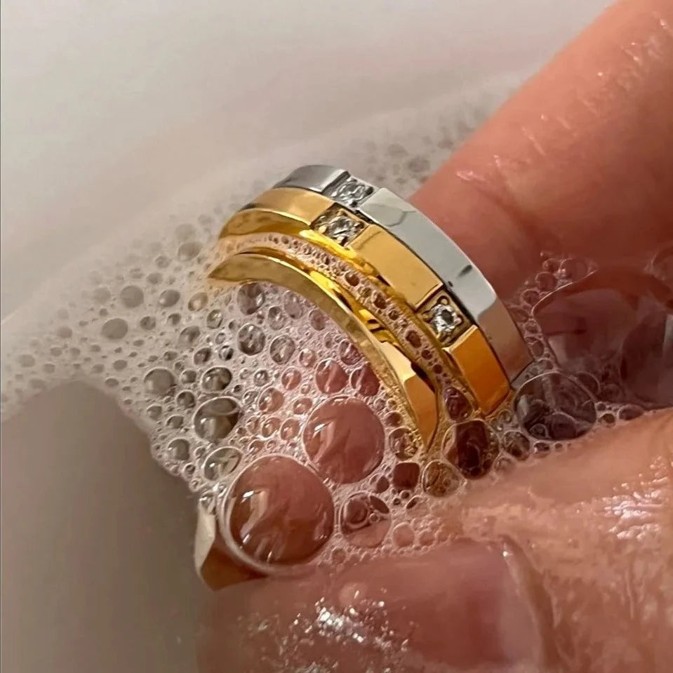 Exquisite Waterproof Engagement Ring with Stone Inlay-Black Diamonds New York