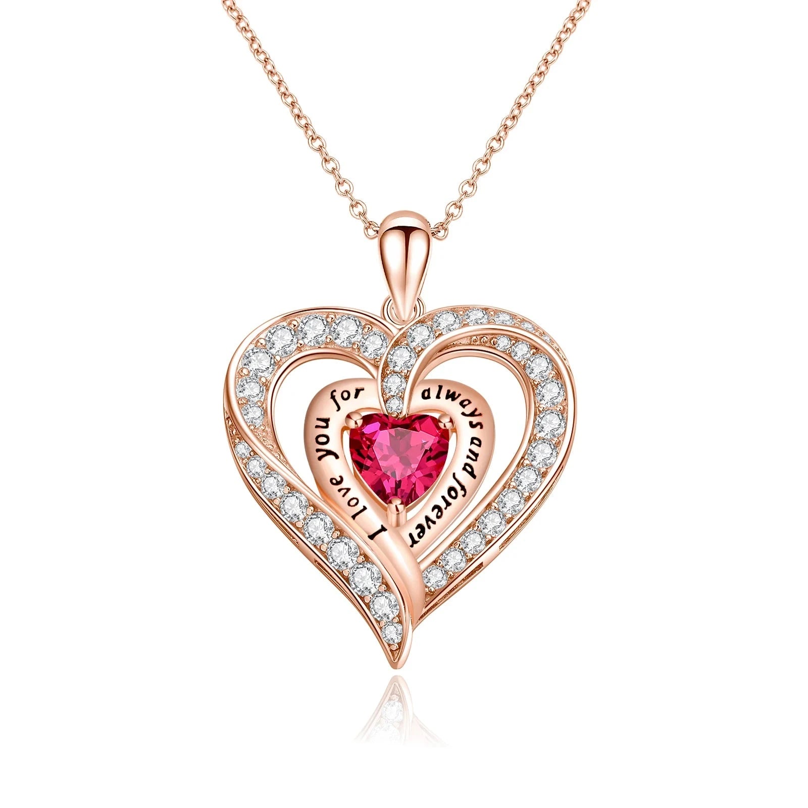 Birthstone Heart Pendant Necklace-Black Diamonds New York