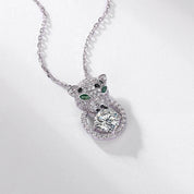 Leopard Head Created Diamonds Punk Necklace-Black Diamonds New York