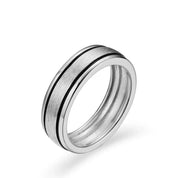 Brush-polished Men's Wedding Band with Black Enamel Lining-Black Diamonds New York