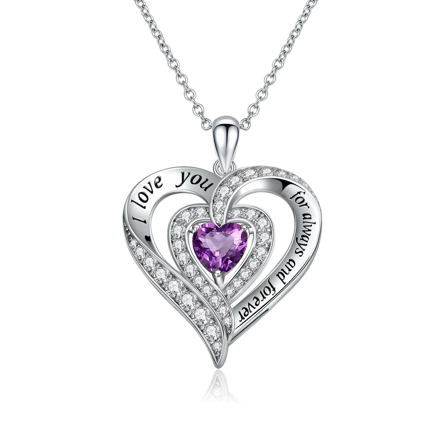 Created Gemstone I Love You Engraved Heart-shaped Necklace-Black Diamonds New York