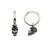 Black Diamond Pave Skull Hoop Earrings-Black Diamonds New York