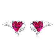 Angel & Devil Pink Heart Cut Diamond Stud Earrings-Black Diamonds New York