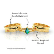 Assasin's Promise Ring Set (Women)- 14k Yellow Gold Video Game Inspired Rings-Black Diamonds New York