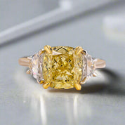 VIP Custom Ring- 1.5 ct Cushion Cut Yellow Stone-Black Diamonds New York