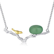 Bird Necklace with Natural Aventurine-Black Diamonds New York