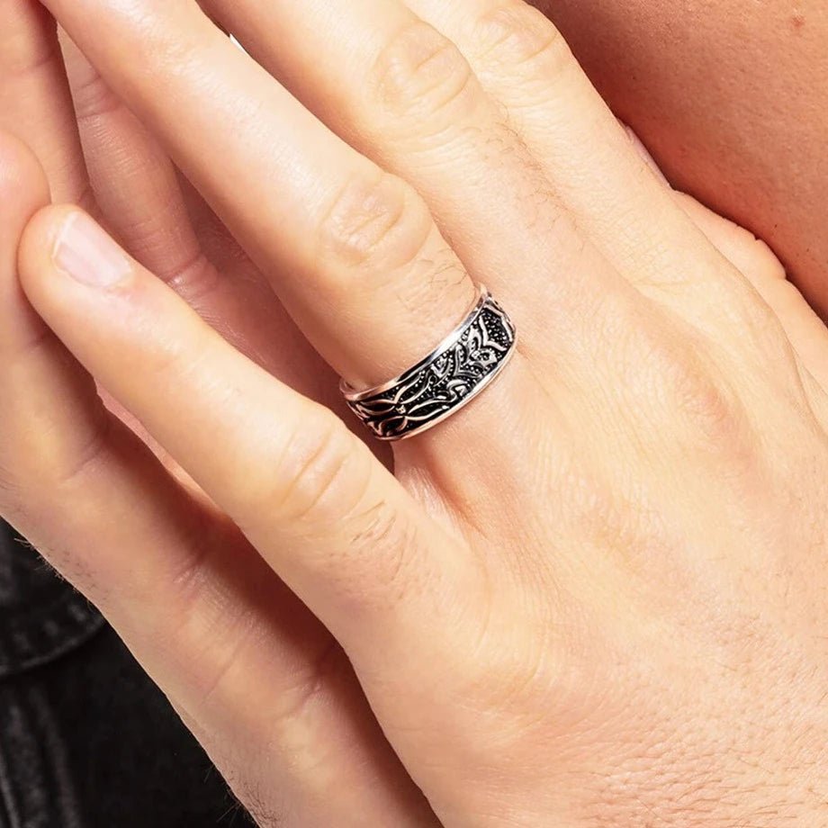 Black Diamond Tiger Pattern Ring Band-Black Diamonds New York