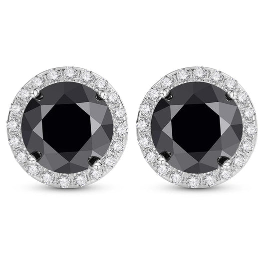 Classic 4.0 Ct Round Black Diamond Stud Earrings-Black Diamonds New York