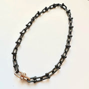 Classic Gold & Black Electroplated Gothic Necklace-Black Diamonds New York