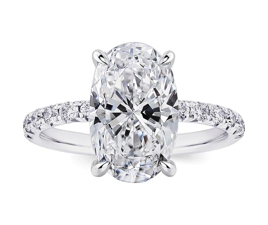 Classic Oval-cut Diamond White Gold Engagement Ring-Black Diamonds New York