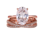 Classic Rose Gold Oval Cut Bridal Set-Black Diamonds New York